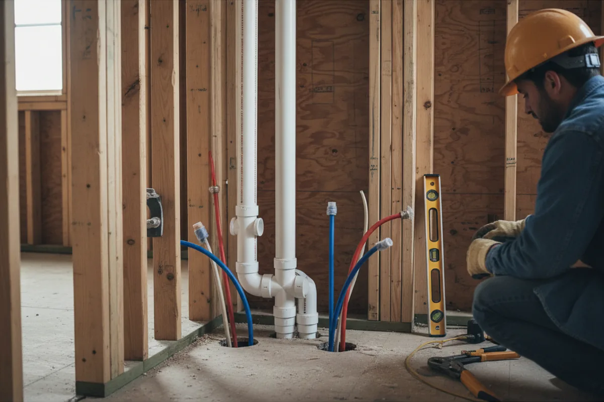 Drain and supply rough-in during Sump Pump Repair in Waverly