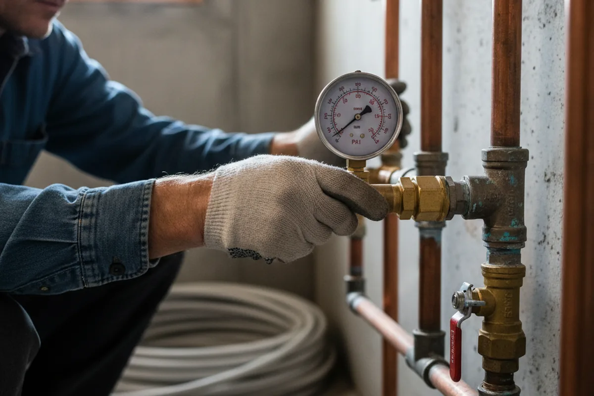 Pressure testing a repaired line during Water Line Repair in Waverly